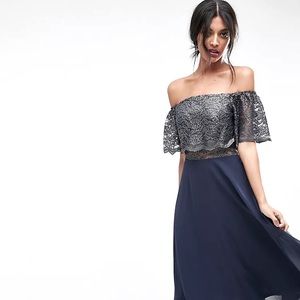 Bardot Metallic Midi Skater Dress